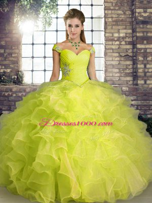 Sleeveless Beading and Ruffles Lace Up Quinceanera Gowns