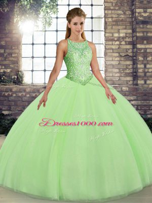 Sumptuous Vestidos de Quinceanera Military Ball and Sweet 16 and Quinceanera with Embroidery Scoop Sleeveless Lace Up