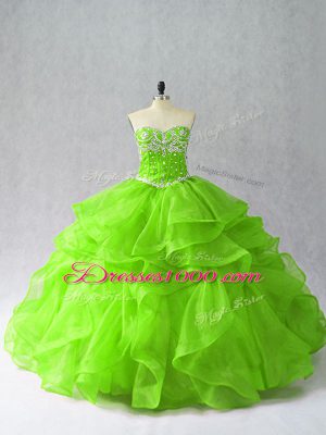 Classical Sleeveless Beading and Ruffles Floor Length Quinceanera Dresses