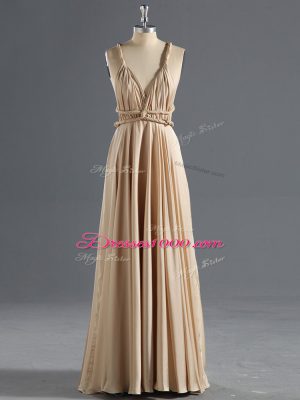 Wonderful Chiffon Sleeveless Floor Length Evening Dress and Ruching