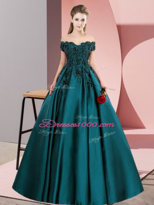 Luxury Lace Sweet 16 Dresses Teal Zipper Sleeveless Floor Length