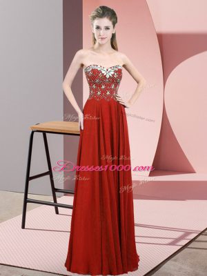 Floor Length Empire Sleeveless Rust Red Homecoming Dress Zipper