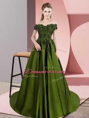 Olive Green Off The Shoulder Neckline Lace Quinceanera Dress Sleeveless Zipper