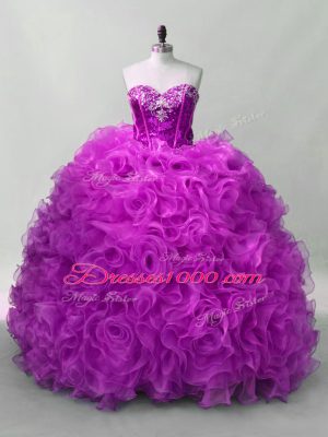 Pretty Sleeveless Lace Up Floor Length Sequins Sweet 16 Dress