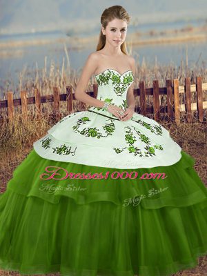 Ball Gowns Sweet 16 Dress Green Sweetheart Tulle Sleeveless Floor Length Lace Up