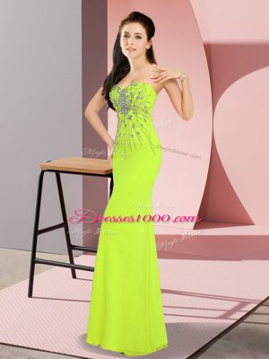 Yellow Green Sweetheart Neckline Beading Evening Dress Sleeveless Zipper