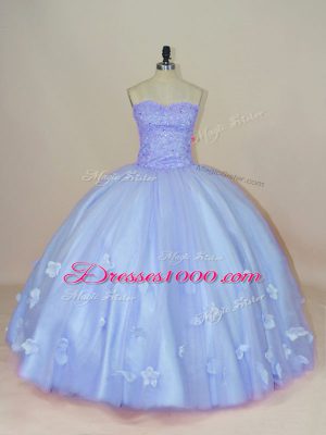 Floor Length Lavender Quince Ball Gowns Sweetheart Sleeveless Side Zipper