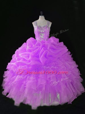 Sleeveless Sequins and Pick Ups Zipper Quinceanera Dresses