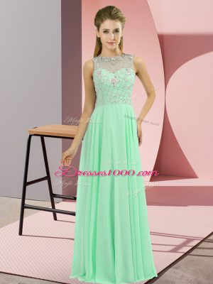 Cute Apple Green Sleeveless Chiffon Zipper Prom Dress for Prom and Party