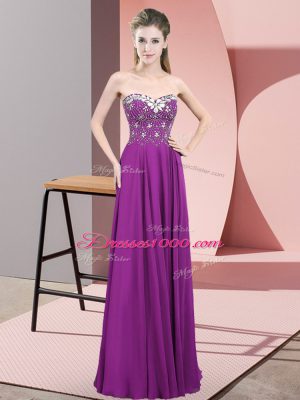 Traditional Sweetheart Sleeveless Chiffon Beading Zipper