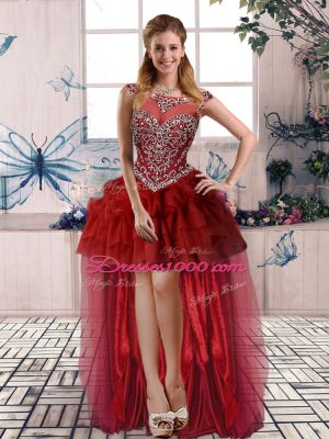 Ideal Sleeveless Zipper High Low Beading and Pick Ups Oscars Dresses