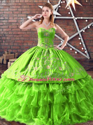 Admirable Satin and Organza Sleeveless 15 Quinceanera Dress and Embroidery