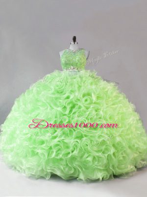 Scoop Neckline Beading Quinceanera Dress Sleeveless Zipper