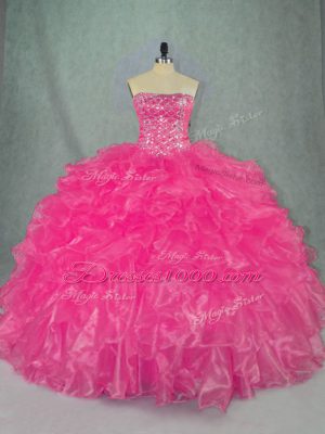 Beauteous Organza Sleeveless Floor Length Ball Gown Prom Dress and Beading and Ruffles