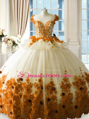 Tulle 15th Birthday Dress Brush Train and Hand Made Flower