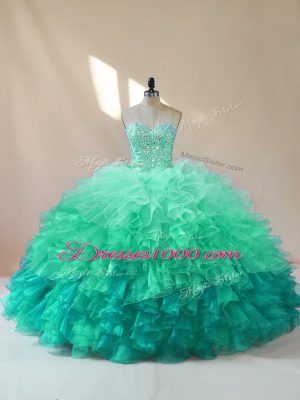 Floor Length Lace Up Vestidos de Quinceanera Multi-color for Sweet 16 and Quinceanera with Beading and Ruffles