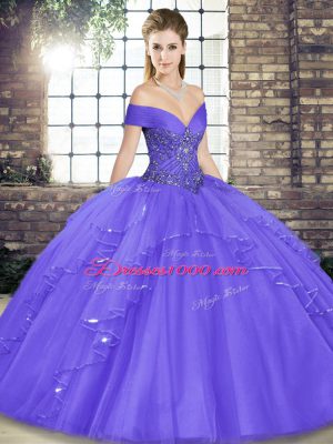 Sleeveless Lace Up Floor Length Beading and Ruffles Quinceanera Gown