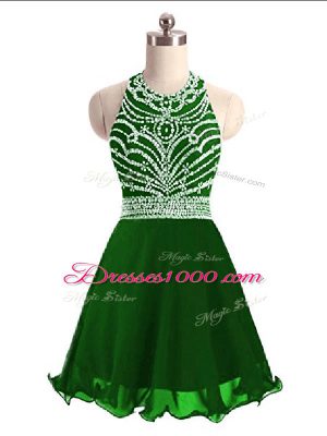 Super Mini Length A-line Sleeveless Green Dress for Prom Lace Up