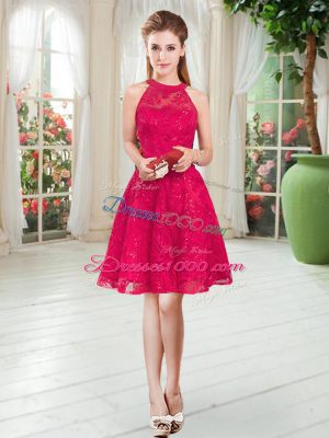 Elegant Sleeveless Zipper Knee Length Lace Prom Party Dress