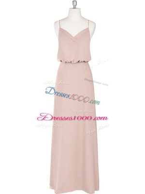 Custom Made Baby Pink Zipper Spaghetti Straps Ruching Prom Dress Chiffon Sleeveless