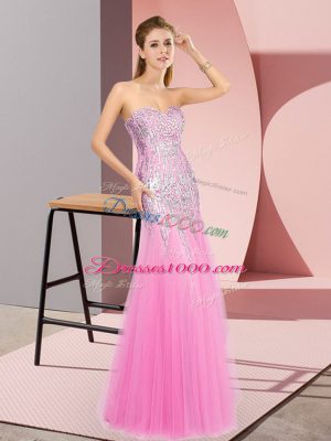 Most Popular Floor Length Column/Sheath Sleeveless Rose Pink Zipper