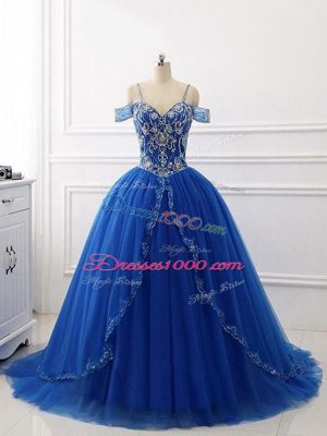 Sleeveless Brush Train Beading Lace Up Vestidos de Quinceanera