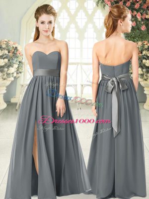 Romantic Chiffon Sleeveless Floor Length Dress for Prom and Belt