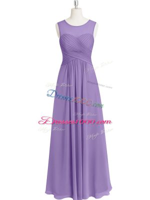 Sleeveless Zipper Floor Length Ruching