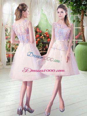 Dramatic Champagne Sleeveless Appliques Knee Length Homecoming Dress