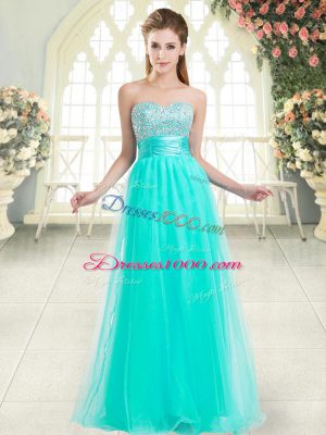 Dazzling Sweetheart Sleeveless Lace Up Homecoming Dress Aqua Blue Tulle