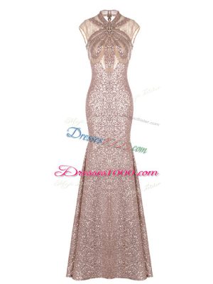 Edgy Pink Sleeveless Floor Length Ruching Prom Party Dress