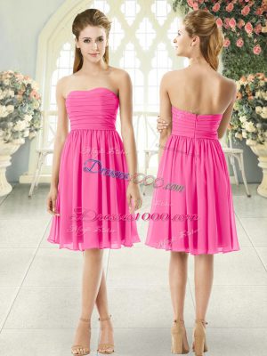 Custom Fit Pink Empire Ruching Prom Party Dress Zipper Chiffon Sleeveless Knee Length