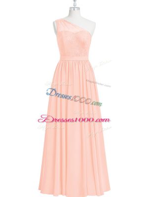 High Class One Shoulder Sleeveless Chiffon Prom Gown Lace
