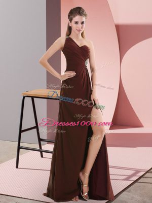 Empire Sleeveless Burgundy Evening Dress Sweep Train Backless