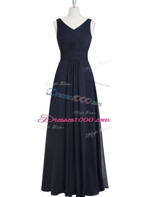 Floor Length A-line Sleeveless Black Prom Evening Gown Zipper
