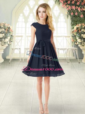 Cap Sleeves Belt Zipper Prom Evening Gown