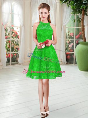 Trendy Scoop Sleeveless Zipper Lace Prom Dress in Green