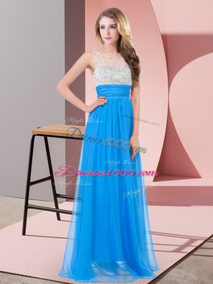 Floor Length Empire Sleeveless Baby Blue Prom Dresses Side Zipper