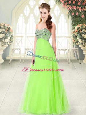 Sweetheart Sleeveless Floor Length Beading Tulle