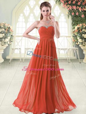 Chiffon Sleeveless Floor Length Evening Dress and Beading