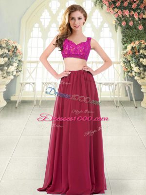 Wine Red Sleeveless Chiffon Zipper Prom Dresses for Prom and Party