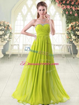 Glittering Yellow Green Zipper Sweetheart Beading Homecoming Dress Chiffon Sleeveless