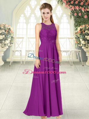 Custom Made Chiffon Sleeveless Floor Length Prom Dress and Lace