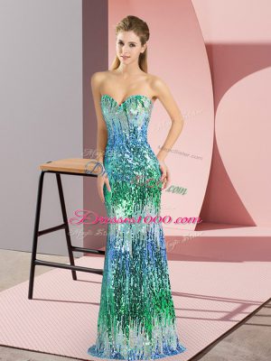 Stunning Multi-color Sweetheart Lace Up Beading and Sequins Prom Evening Gown Sleeveless