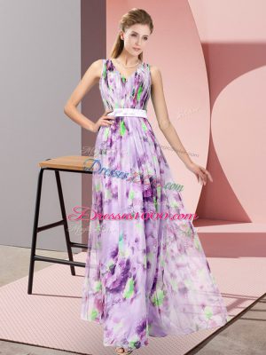 Multi-color Sleeveless Printed Zipper Prom Evening Gown for Prom and Party