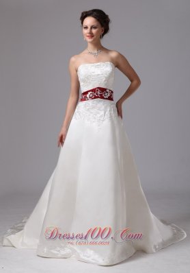 Extravagant Wine Red church wedding Dress Fall Train