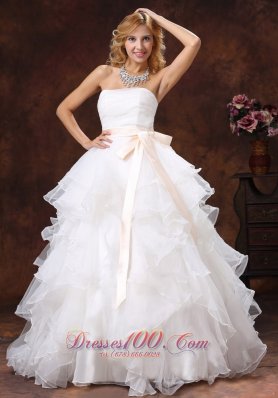 Ball Gown Layered Bridal Gown Sash Floor Length