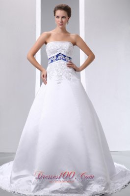 A-line Strapless Appliques Ball Gown Wedding Dress