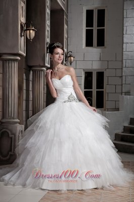 Sweetheart Beading Decorate Layered Wedding Ball Gown