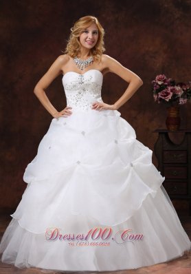 Sweetheart Pick-ups Beaded Bodice Ball Gown Wedding Dress